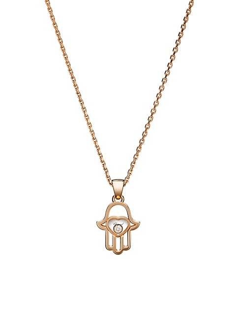 Chopard - Happy Diamonds - Pendant with chain - 18 Kt Rose Gold 0,24 ct  Diamonds, Opal - Juwelier Wagner